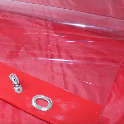 PVC transparent mit farbigem Saum und Ovalösen alle 1m, inkl. Drehwirbel