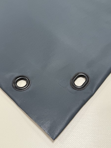 PVC matt mit Canvas-Maserung mit Saum und Ösen alle 50cm, Cool Anthracite